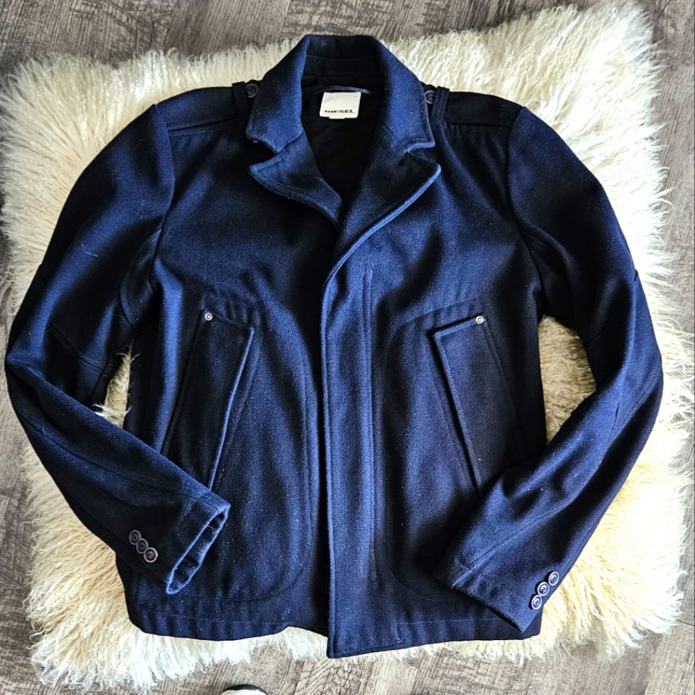DIESEL dark blue wool coat